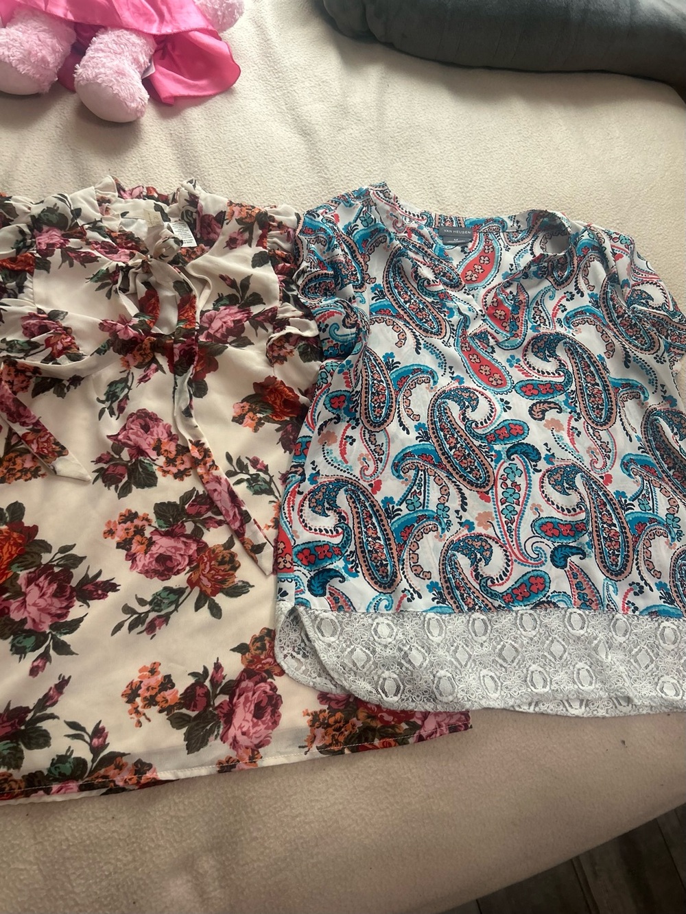 Bundle of 2 women’s blouses size M,Van Heusen Paesley & Midnight Sky Floral